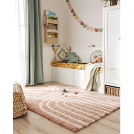 benuta Listening Kids Rug Gobi - Acrylic - Rectangular & in Style: Children's Motifs, Stripes, Scandi Living - Easy Care for Living Room, Bedroom, Blue, 160x230 cm 160 x 230 cm (Rectangular) Blue