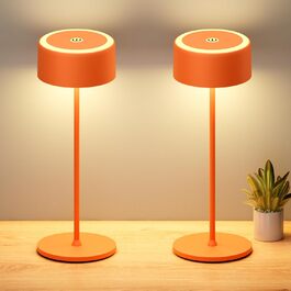 Бездротова LED-лампа TYEE на акумуляторі, диммування, тепле світло 2200-3000K, USB-C, водонепроникна IP54, алюміній, 2 шт. (Помаранчевий)
