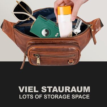 Чоловіча поясна сумка Marc Peter® Varadero з натуральної шкіри Наппа | Перехресна сумка на пояс для чоловіків та жінок | Шкіряна сумка через плече | Hip Bag | Колір: Восковий коричневий