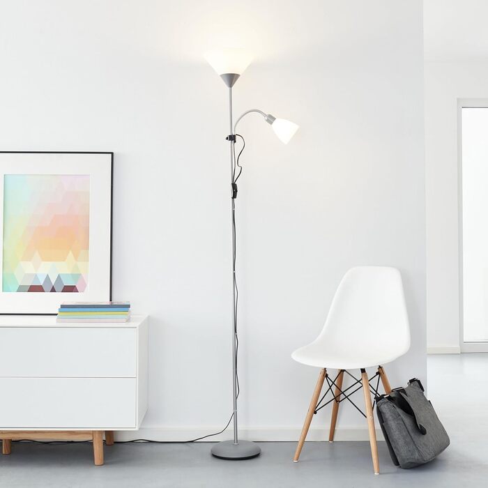 Світлодіодна стельова люстра Lightbox з регульованою яскравістю, висотою 1,8м, з регульованою яскравістю та знімним джерелом світла, 806/400 lm, метал/пластик, колір: хром/сірий/білий