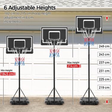 Yaheetech Adjustable Height Mobile Basketball Hoop Stand with Wheels - Indoor/Outdoor Basketball System