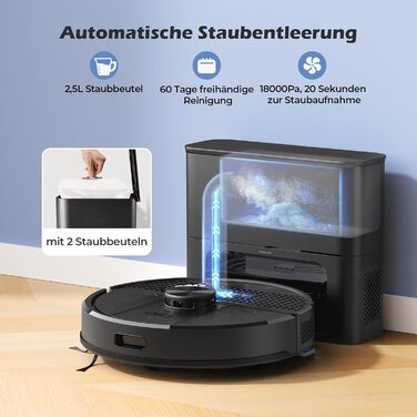 Робот-пилосос Lubluelu SL68 Plus 3-в-1 з вологою, 4500Pa, лазерна навігація, керування через додаток, 24 зони заборони, для тварин, килимів