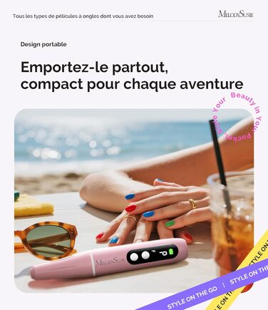 Електричний набір для манікюру MelodySusie PC90G: нагрівач для гелю та акрилу, 20000 об/хв, регулювання швидкості, рожевий