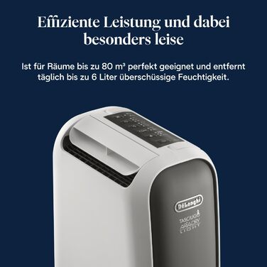 Зволожувач повітря De'Longhi Tasciugo AriaDry Light - портативний, з іонізатором, 16л/день, сушка білизни, сірий (DNS65)