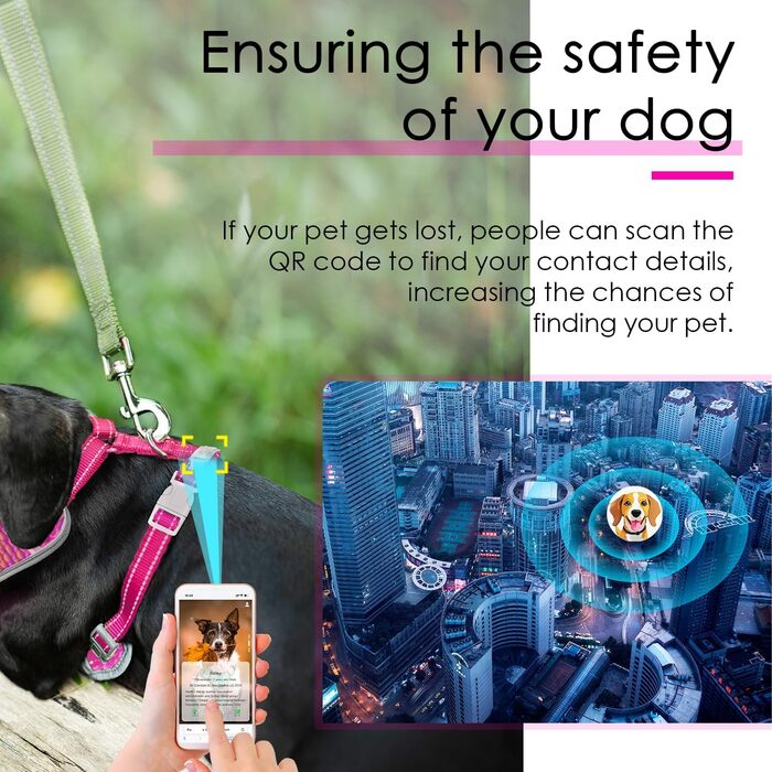 М'який нашийник для собак та котів ThinkPet з QR-кодом, світловідбиваючий, дихаючий, без застібок, блакитно-зелений (L, Рожевий)