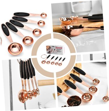 MAGICLULU Stainless Steel Measuring Spoon Set in Rose Gold - Kitchen Utensils with Precise Engraving for Baking and Cooking. Stackable Design, Compact Storage
