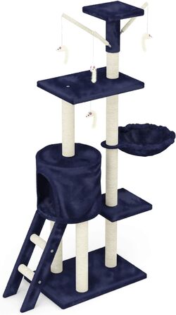 Дерев'яний кігтечка для котів Beltom® Kratzbaum 140 см, блакитний. Ігровий комплекс для котів, кігтеточка, ігровий центр