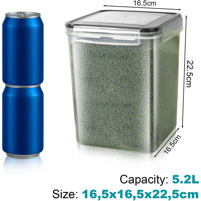 Набір контейнерів для зберігання Withosent 24 шт. з герметичними кришками, 2л, 1.6л, 0.8л, для кухні, борошна, мюслі, кукурудзяних пластівців, з етикетками та ложками