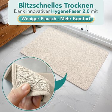 Гігроскопічний килимок для ванної кімнати Beige, протиковзкий та придатний для прання, 40x60 см, бежевий