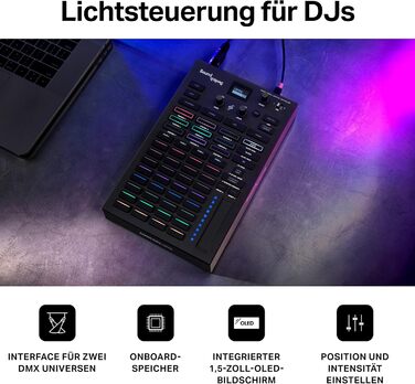 SoundSwitch Control One – Професійний контролер освітлення DMX для DJ з 3 місяцями доступу до програмного забезпечення SoundSwitch, підтримка DMX та Phillips Hue. Чорний колір