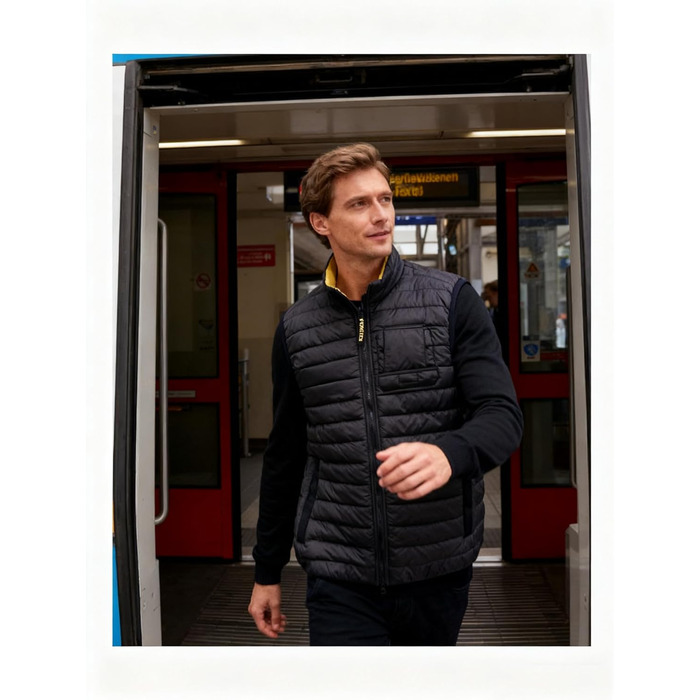 Чоловіча легка степкова жилетка Krumba для зими: утеплена жилетка з підтримкою тепла для щоденних поїздок, прогулянок з собакою та відпочинку на природі. Чорний колір.