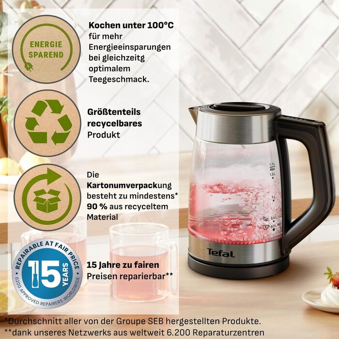 Електричний чайник Tefal KI1R0DE0 зі сталі, 1.7 л, 2200 Вт, з фільтром від накипу та автоматичним вимкненням