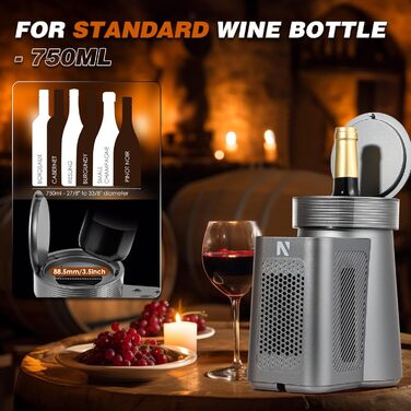 NEWTRY Електричний охолоджувач вина, для 750мл пляшок, з кабелем, для дегустацій при низькій температурі