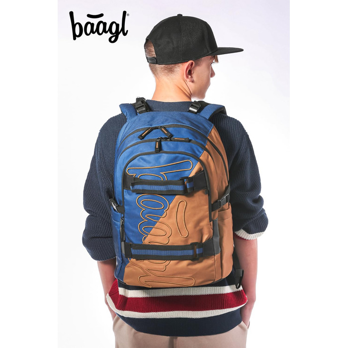 Шкільний рюкзак Baagl для хлопчиків та дівчаток - рюкзак на скейтборді з відділенням для ноутбука та нагрудним ременем (Duo)