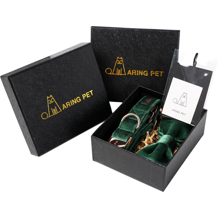 Елегантний ошийник для собак Aring з бантиком, темно-зелений, регульований, з м'якого велюру, подарунок для дівчаток та хлопчиків