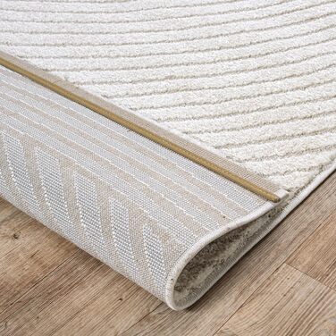 Килим Everest - сучасний короткий ворс для вітальні та спальні з ефектом висоти-глибини, 3D ефект, висока щільність ворсу та приємна м'якість, дизайн Panglao, кремовий (140 x 200 см)