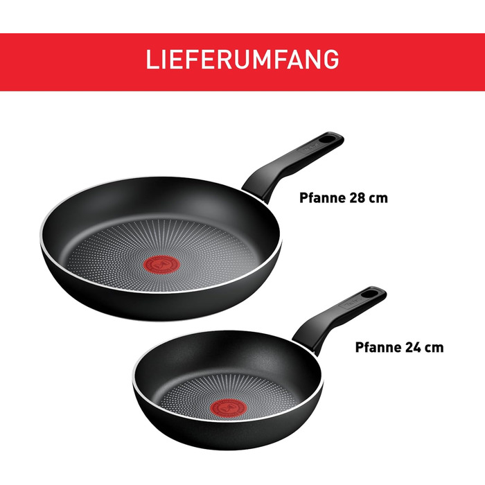 Набір сковорідок Tefal Recycled On з переробленого алюмінію 24/28 см, антипригарне покриття, для індукційних плит, можна мити в посудомийній машині, чорний