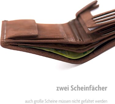 Fa. Volmer® Leather Wallet made from genuine buffalo leather | Large Wallet for Men & Women | RFID protection tested by TÜV in Brown (Iron) color