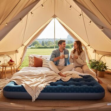 Надувний матрац Avenli для кемпінгу 1-2 особи, 191x137x22 см, зелений, флоксове покриття - гостьовий матрац для дому та подорожей