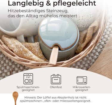 Ваза Bloomingville Pixie з кришкою та ложкою з акації, зелено-коричневий, 200 мл, придатна для миття в посудомийній машині – ідеально для зберігання цукру, спецій та дрібних кухонних інгредієнтів