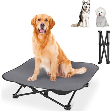 Зручне складане ліжко для собак - дихаюче, підняте, для собак до 60 кг, ідеально для кемпінгу та саду, Outdoor/Indoor, 87 x 87 x 33 см