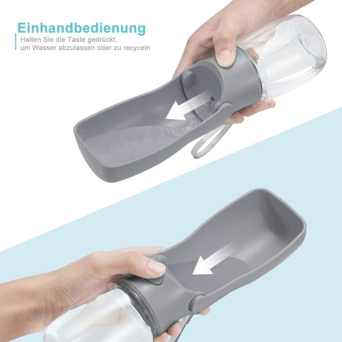 Водяна пляшка для собак на прогулянку 570мл або 350мл: для цуценят, маленьких, середніх та великих собак. Вода в дорогу (Сірий)