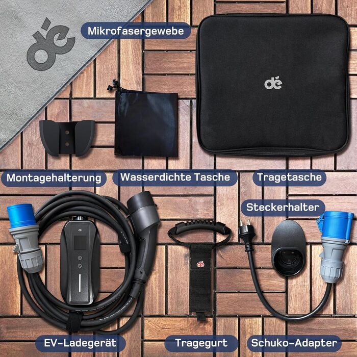 Мобільна зарядна станція (Wallbox) 11 кВт, 3-фазна, 7м, 6-16A з регульованою потужністю, кабель CEE 16A на Typ 2, для електромобілів Model Y/3, ID.3/4/5, MG4, EX30, e-up, e-tron, Zoe та інших EV (CEE 7 кВт, 15м)