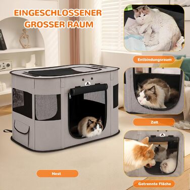 Портативний вольєр для цуценят та котів ALLSOPETS, розкладний, XXL, сірий