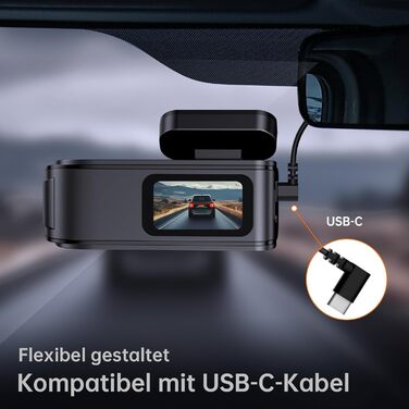 Автомобільний відеореєстратор Dashcam Dual 2.5K + 1080P з WiFi, 32GB SD-картою, ширококутним об'єктивом 170°, нічним баченням та датчиком удару G-сенсором, чорний