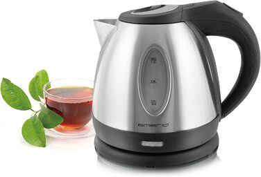 Електричний чайник EMERIO з об'ємом 1.7 л, 2200 Вт, блакитна LED-підсвітка, поворотна база 360°, з боросилікатного скла, без BPA, WK-119988.7 (1,2 нержавіюча сталь)