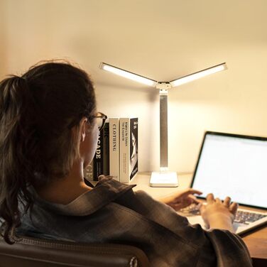 LED-лампа настільна з бездротовою зарядкою та годинником - настільна лампа з регулюванням яскравості, USB-порт, 3 режими, білий колір (Mt862-eu-white)