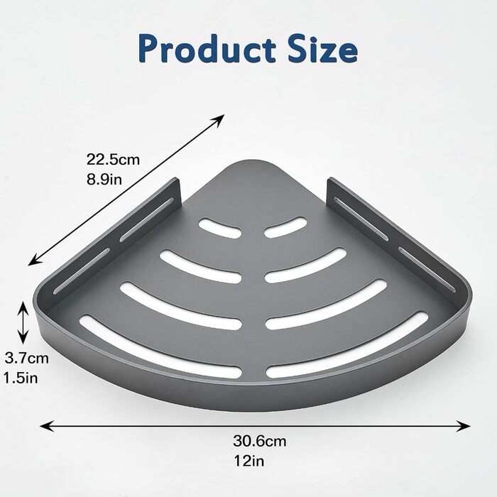GERUIKE Shower Shelf Shower Caddy Corner No Drilling Wall Mount Adhesive Pad Grey Matte Aluminum 2 Pack Shower Gel Shampoo Holder Corner Shelf Corner Rack for Shower Bathroom Kitchen