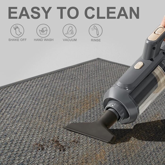 Килимок для дому LEKEEPGO 43 x 75 см, сірий, антиковзаючий, миючий, для входу, поглинаючий бруд