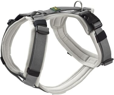 Нашийник для собак HUNTER Maldon, світло-сірий/сірий, м'який, з 3M Scotchlite, регулюється, з м'яким ручним захопленням, розмір S-M