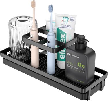 Bathroom Toothbrush Holder, 5 Slots, Carbon Steel, Toothbrush Holder, Electric Toothbrush and Toothpaste, Bathroom Accessories for Countertop, Shower, (White/Opulent Garden)