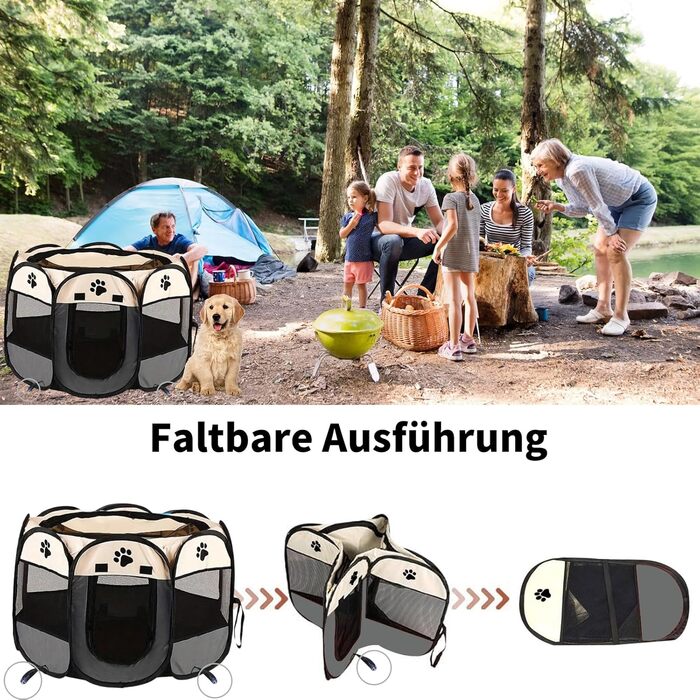 Портативний вольєр для цуценят та дрібних тварин, розкладний, з кріпленням на присосках, сірий