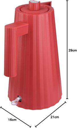 Alessi Plissé Red Electric Kettle - 1.7L, 2400W, Thermoplastic Resin, European Plug