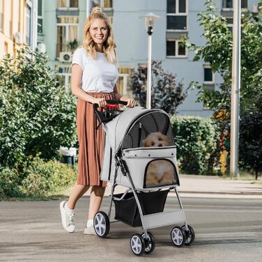 Візок для собак та котів SOARS, до 15 кг, складний, сірий