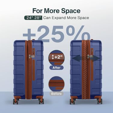 Чемодан VIPbox з жорсткою обшивкою, великий (75 см), розширюваний, легкий, з полікарбонату, з 3-річним сервісом, з TSA замком, 4 колеса, блакитний, M+XL (55+75 см)