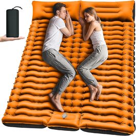 Саморозкладаючий килимок для кемпінгу Double, Ultralight Sleeping Mat, з насосом для ніг, для подорожей, туризму, намету (Помаранчевий)
