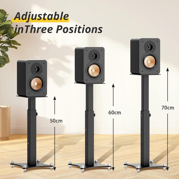 Підставка для колонок, регульована по висоті 50-70 см, універсальна, з кабелеуправлінням, 30 кг, набір 2 шт.