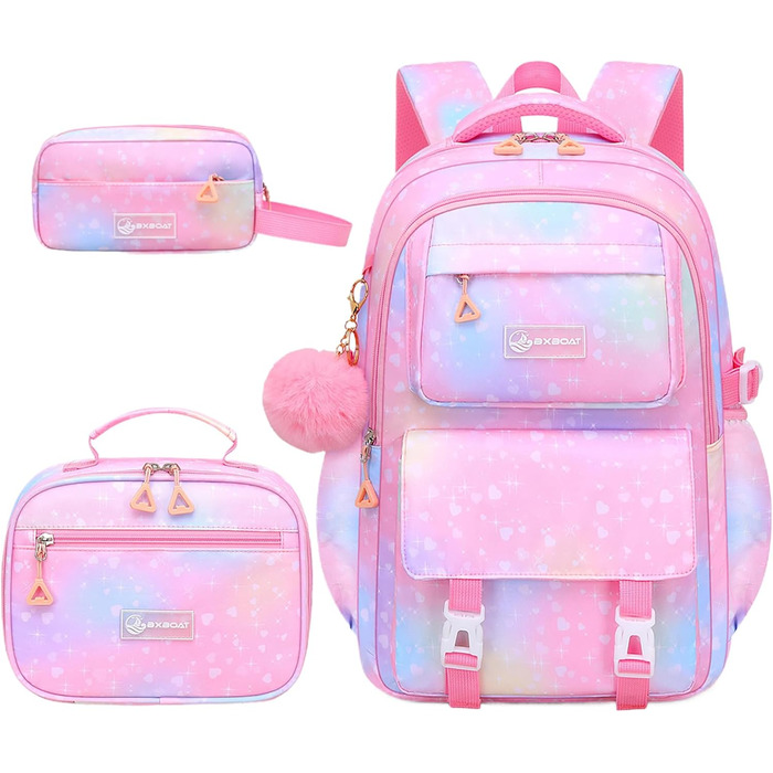 Шкільний рюкзак для дівчинки-підлітка 3 в 1: рюкзак, ланч-бокс, пенал. Підходить для ноутбука 15.6