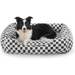 FURTIME Dog Bed - Large Dogs, Non-Slip Dog Beds, Washable Dog Basket, Anti-Anxiety Plush Dog Bed, Suitable for Large Labrador Retrievers, German Shepherds, 89×63×23 cm (L(76×61×23 cm), Grey)