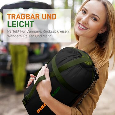 Спальний мішок SereneLife для кемпінгу - теплий, водонепроникний, для зимового відпочинку, температурний режим -15°C до +12°C, з компресійним мішком та подушкою