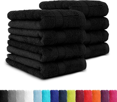 Набір рушників BaSaTex 8 шт. Premium 50x100 см з бавовни, чорний. Сертифікат Öko-Tex Made in Green.