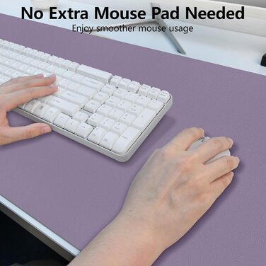 Килимок для столу Niviy з екошкіри XXL, 80x40 см, антиковзаючий, водонепроникний, для офісу, дому та ноутбука, м'яка підкладка з алькантари (лавандовий)