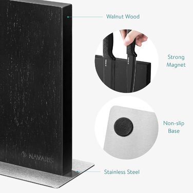 Navaris Double-Sided Magnetic Knife Strip - Magnetic Knife Block, Knife Board, Double-Sided Magnetic Holder - Unmounted Knife Holder