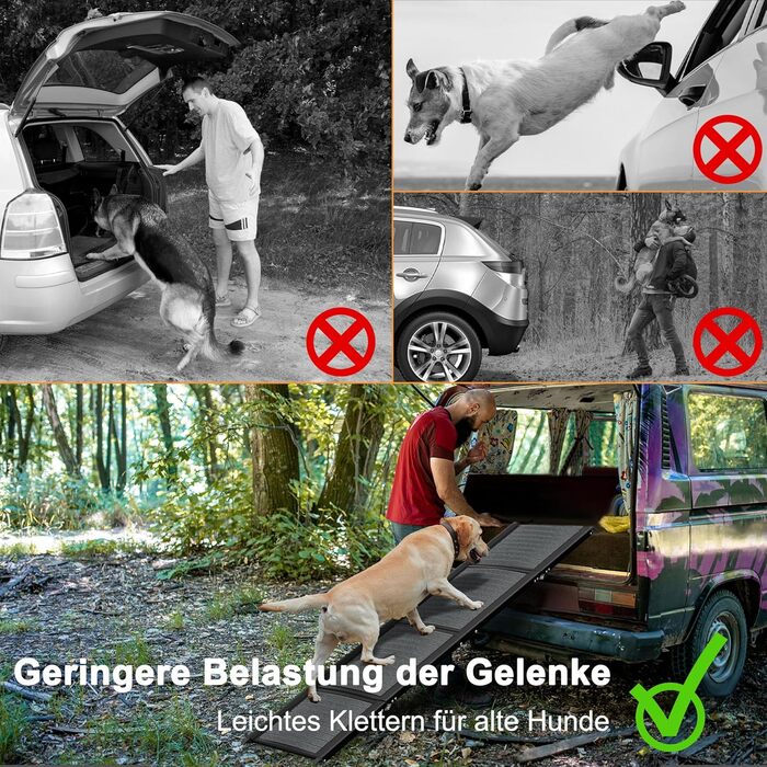 Рампа для собак Klappbare Hunderampe - легка та безпечна для авто та SUV, алюміній, 157x43 см, до 110 кг