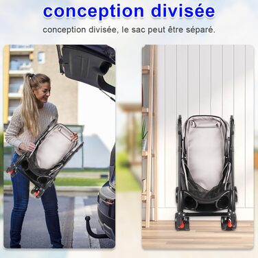 Візок для собак Homewell 2в1, сірий: візок-будка, переноска, з гальмом, 50x70x99 см