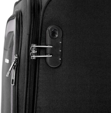 Чемодан NOWI Korfu Weichschaen Troey – середній, тканинний, 50 літрів, 4 колеса та кишеня | Легкий дорожній чемодан для жінок та чоловіків (XL, чорний)